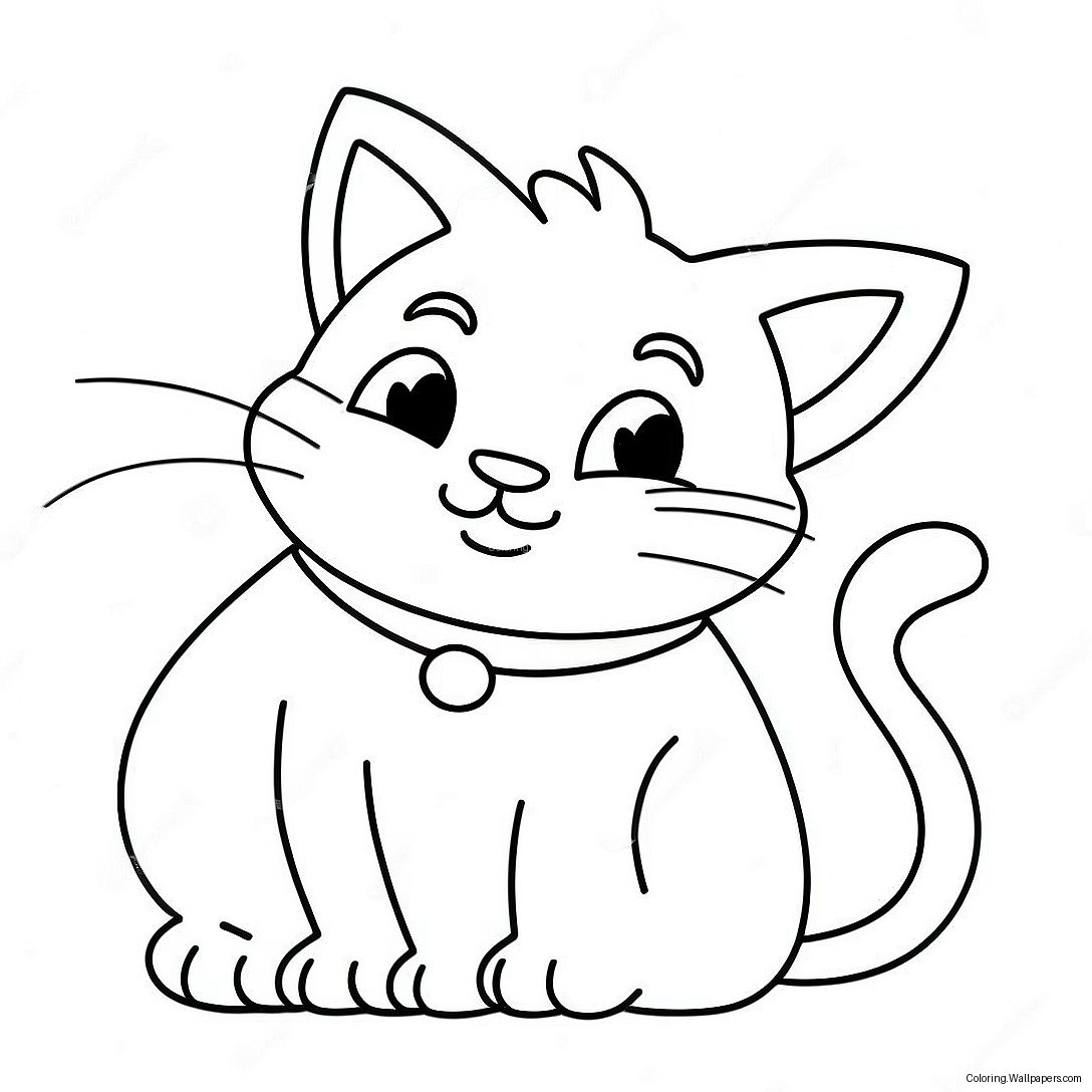 Playful Cartoon Cat Coloring Page 2312