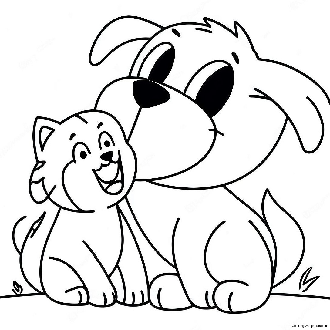 Playful Cat And Dog Friends Coloring Page 29709