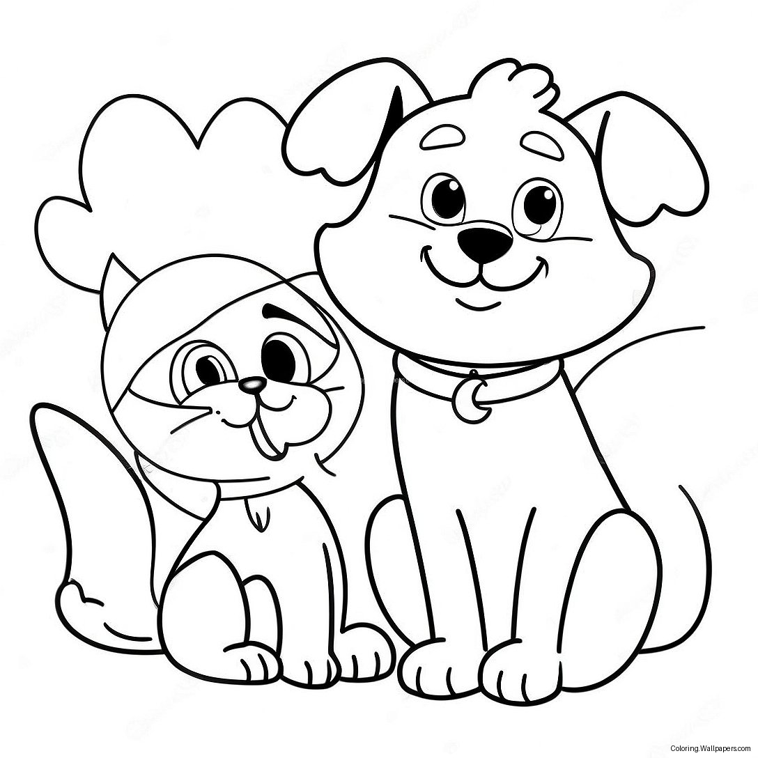 Playful Cat And Dog Friends Coloring Page 29710