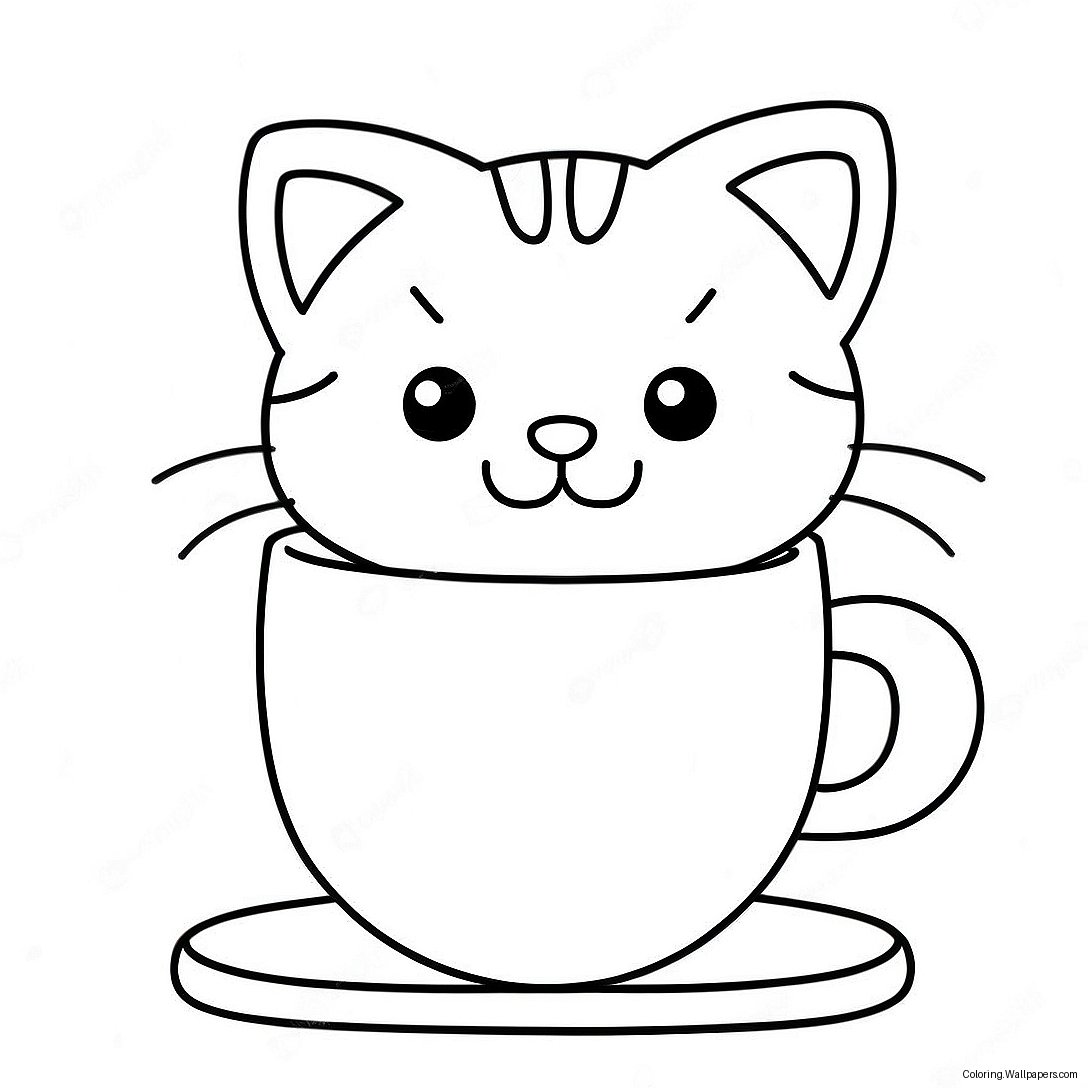 Playful Cat In A Colorful Cup Coloring Page 36724