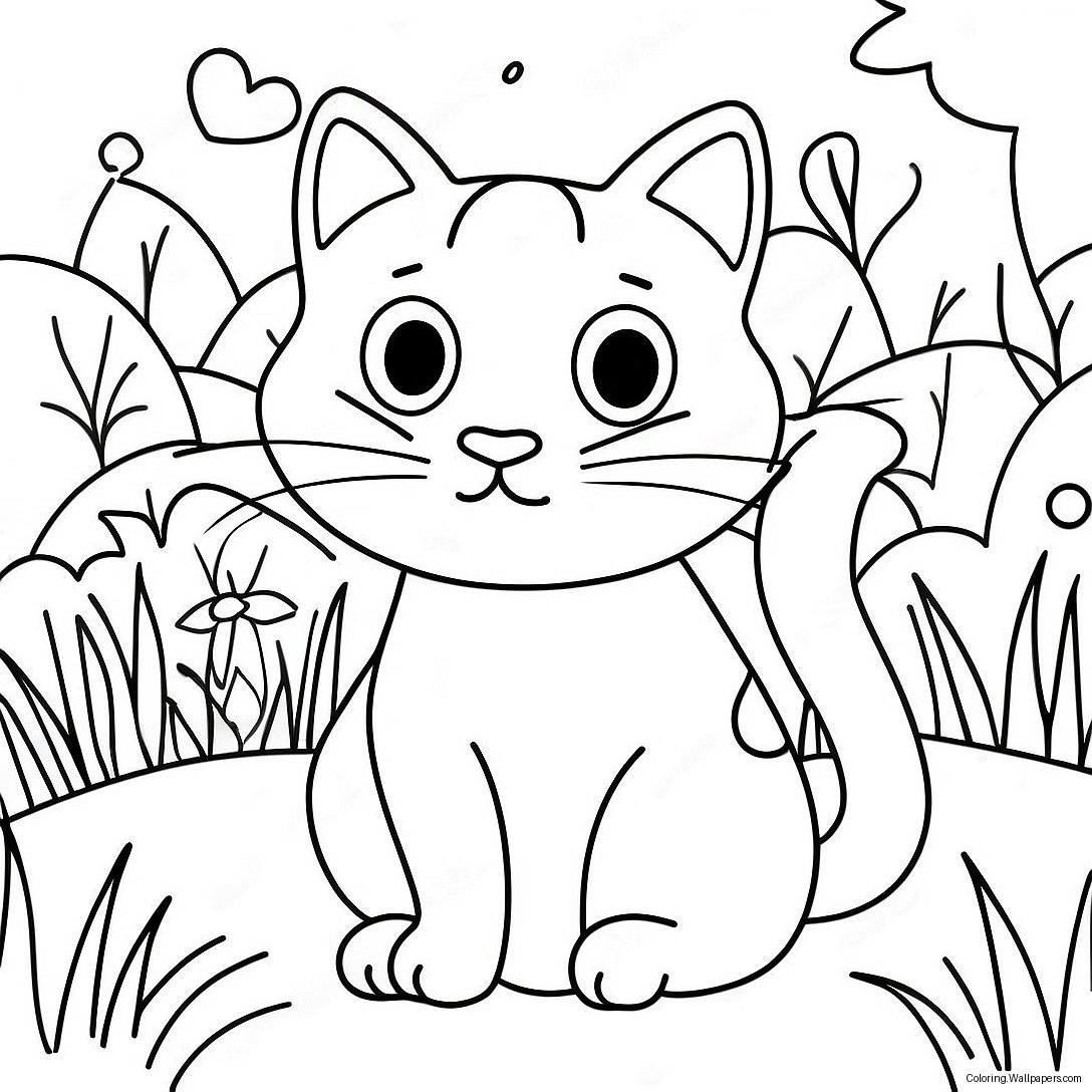 Page À Colorier D'un Chat Joueur Dans Un Jardin 47255