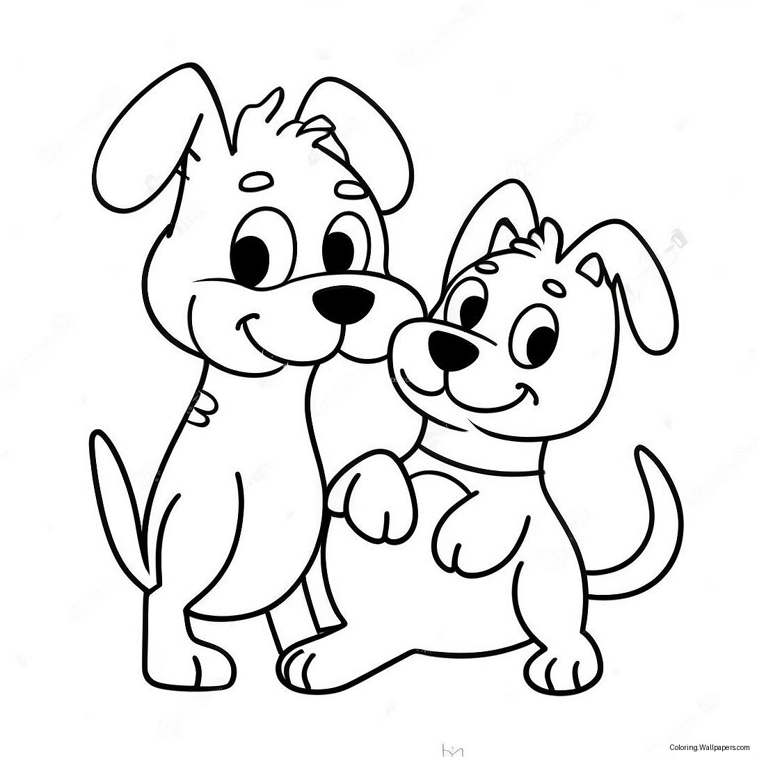 Playful Catdog Duo Coloring Page 17470