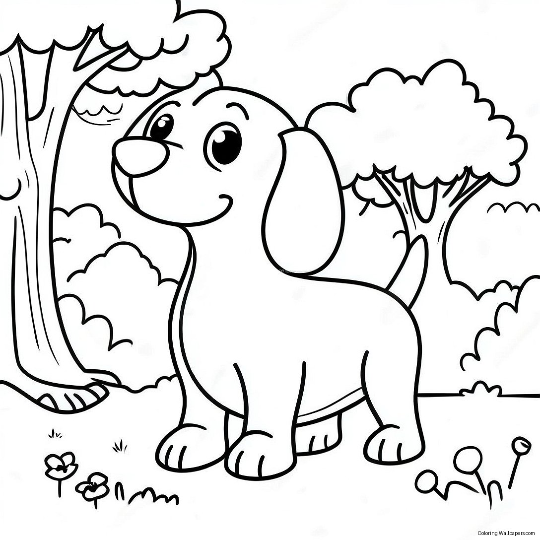 Pagini De Colorat Cu Dachshund Jucăuș În Parc 4087