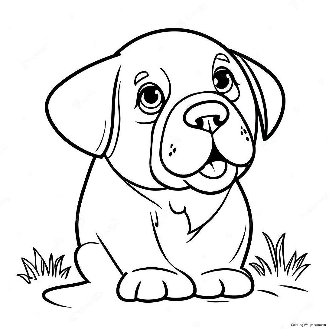 Playful English Mastiff Puppy Coloring Page 58691