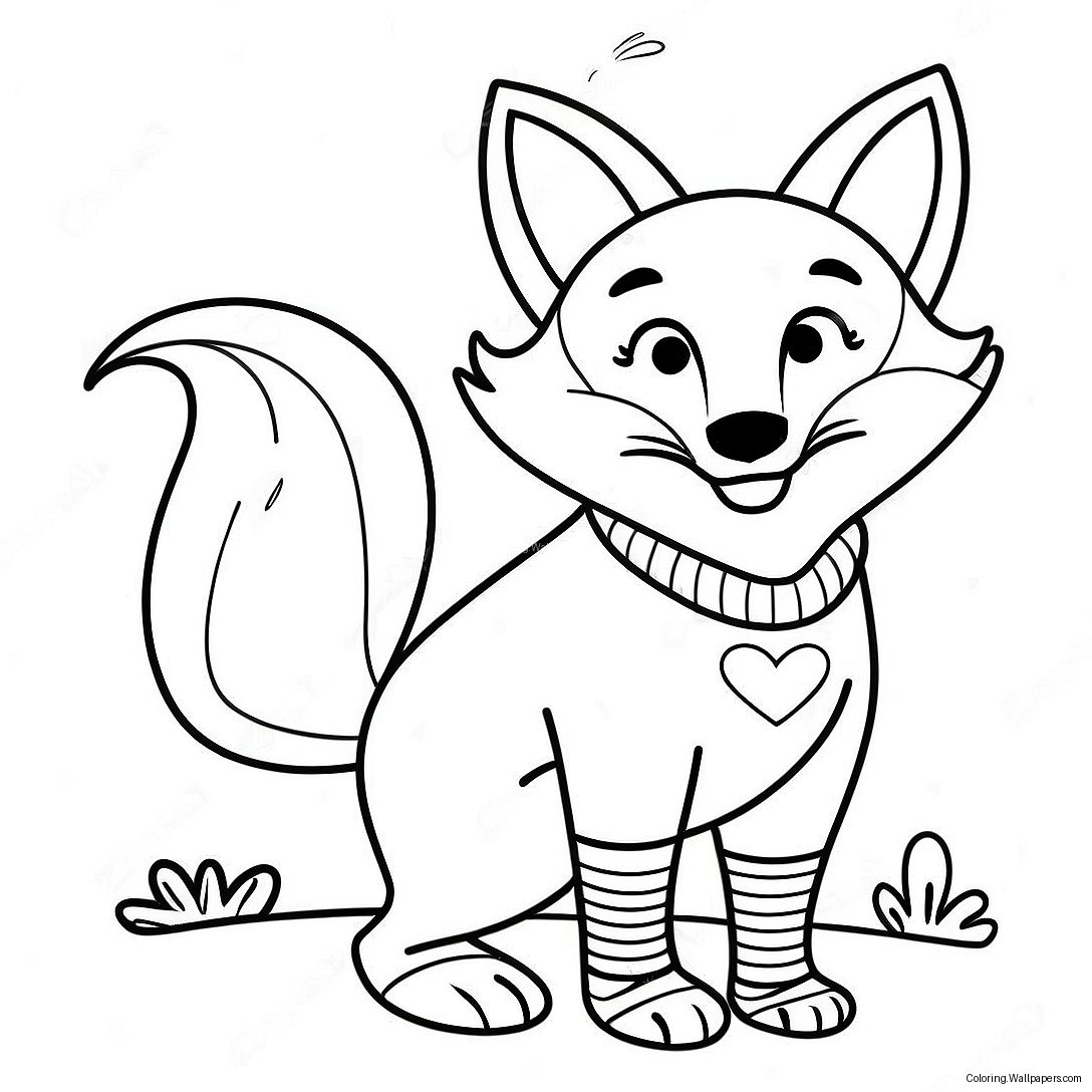 Playful Fox In Colorful Socks Coloring Page 37450