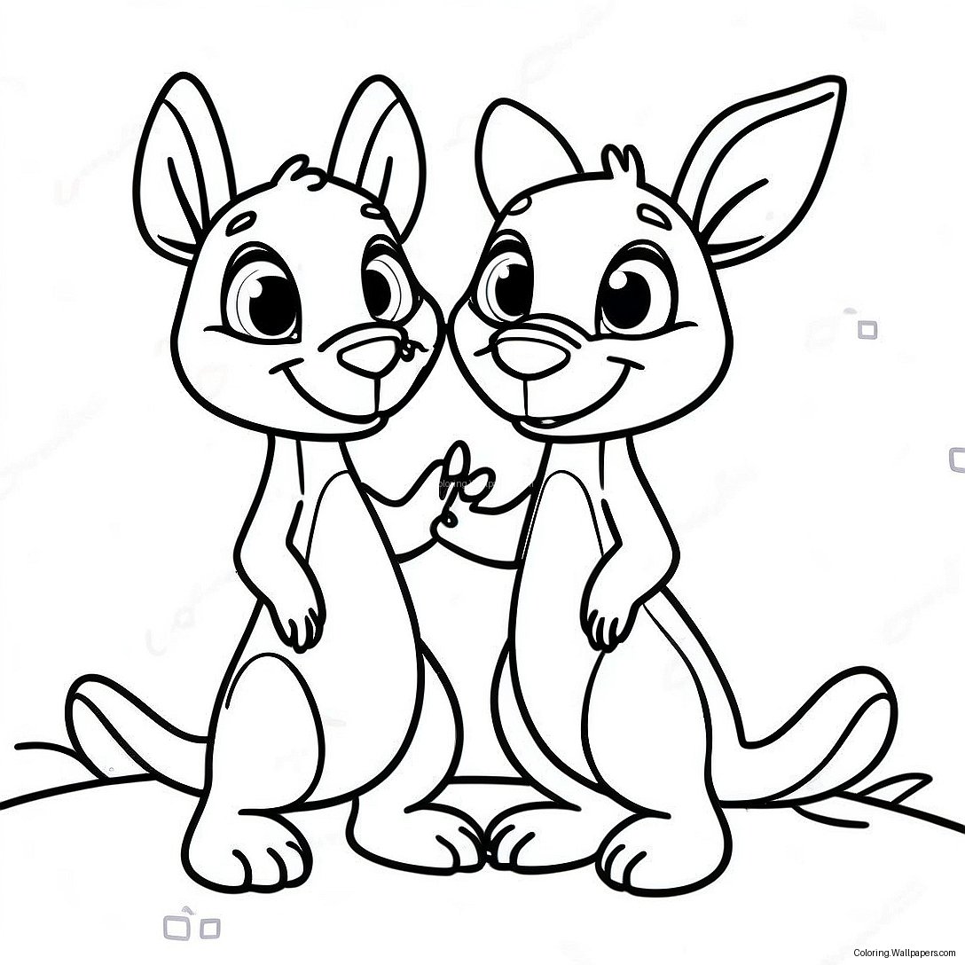 Playful Kanga And Roo Coloring Page 25647