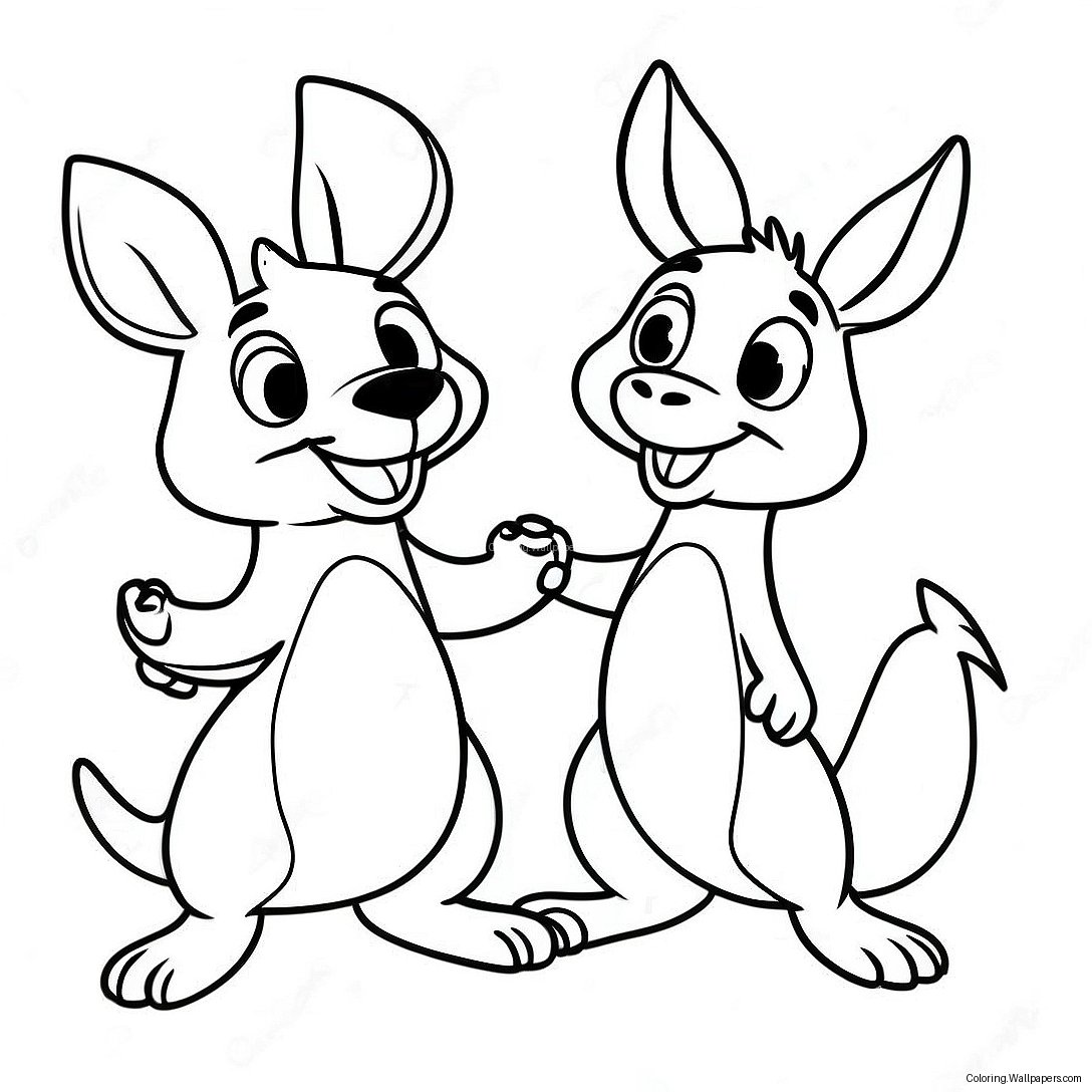 Playful Kanga And Roo Coloring Page 25648