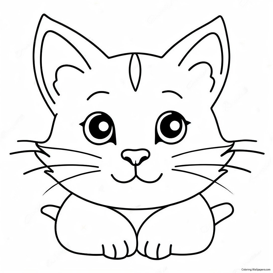 Playful Kitten Face Coloring Page 27694