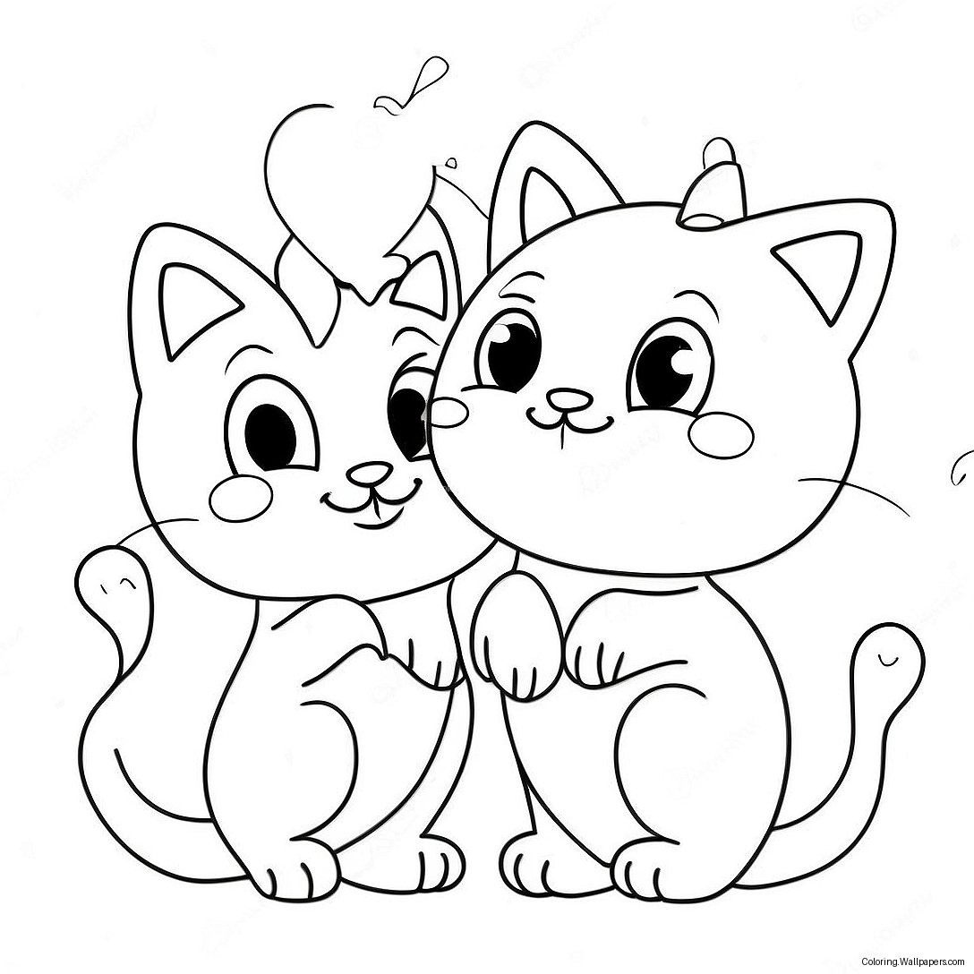 Playful Kittens With Balloons Coloring Page 55627