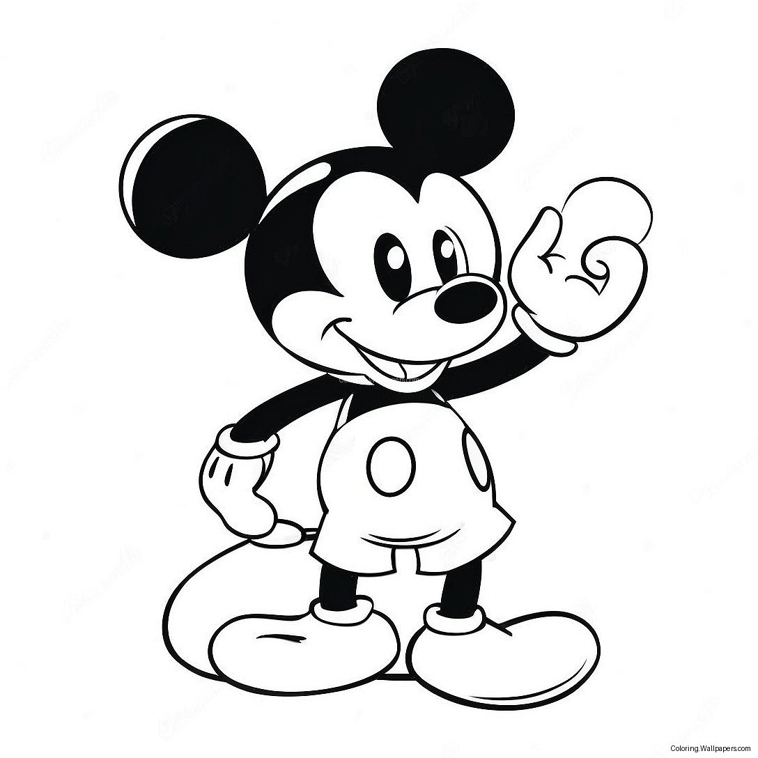 Kleurplaat Van Speelse Mickey Mouse In Kleurrijke Shorts 36481