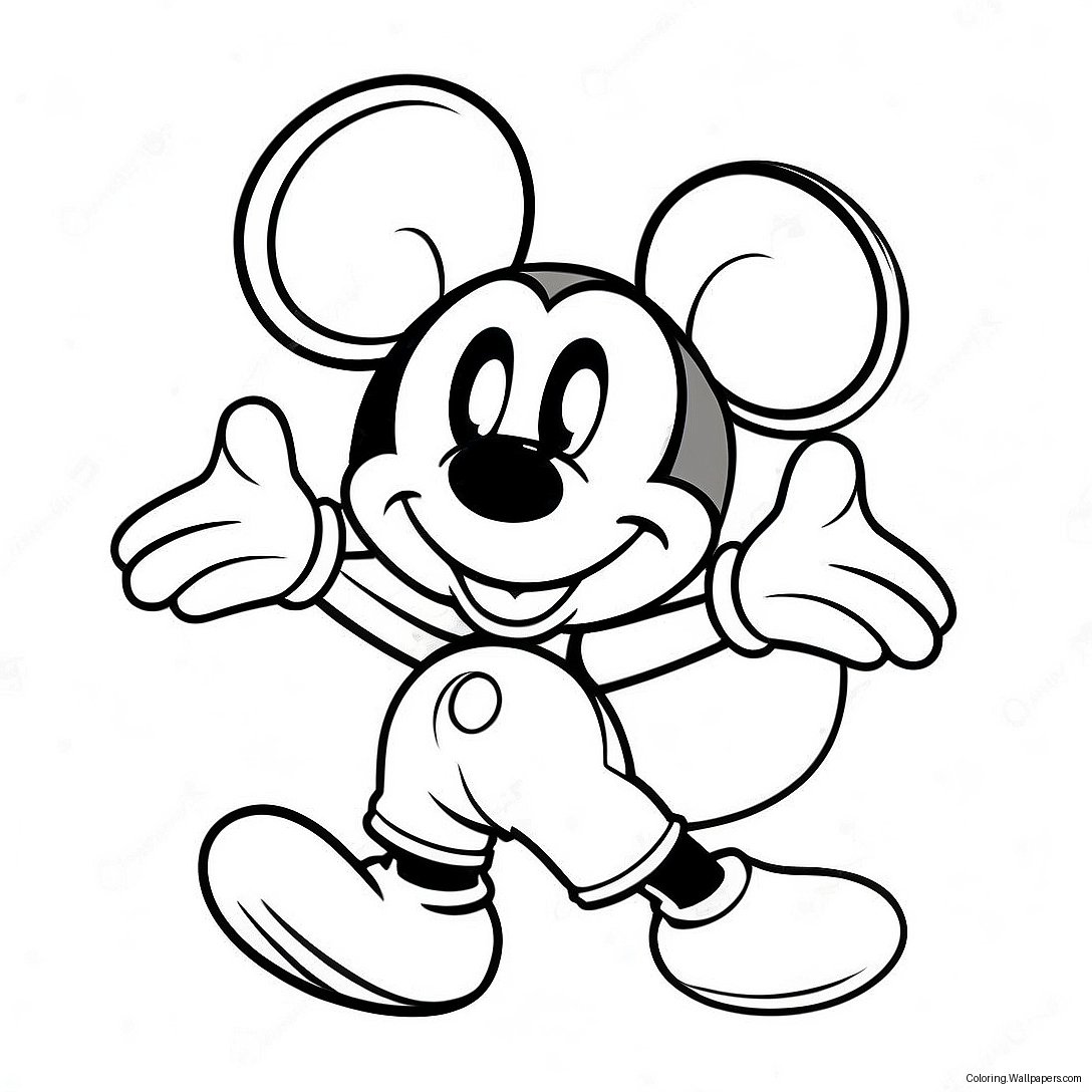 Pagini De Colorat Cu Mickey Mouse Jucăuș În Pantaloni Scurți Colorați 36482