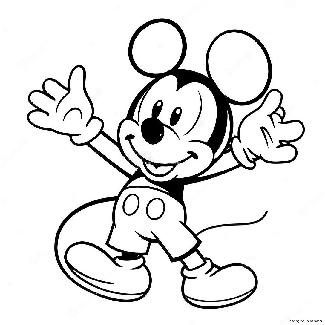 Kleurplaat Van Speelse Mickey Mouse In Kleurrijke Shorts 36483