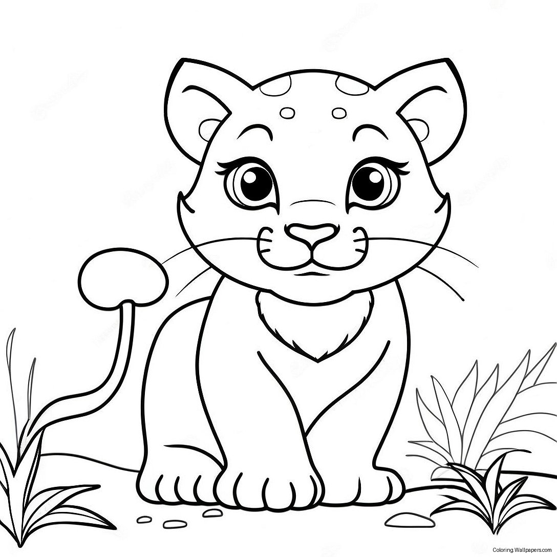 Playful Puma Cub Coloring Page 15496