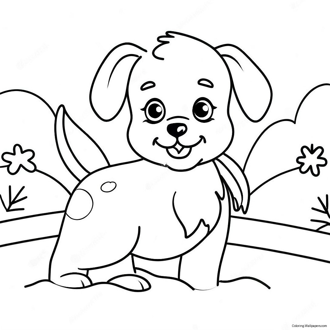 Playful Puppy In Snow Coloring Page 38735