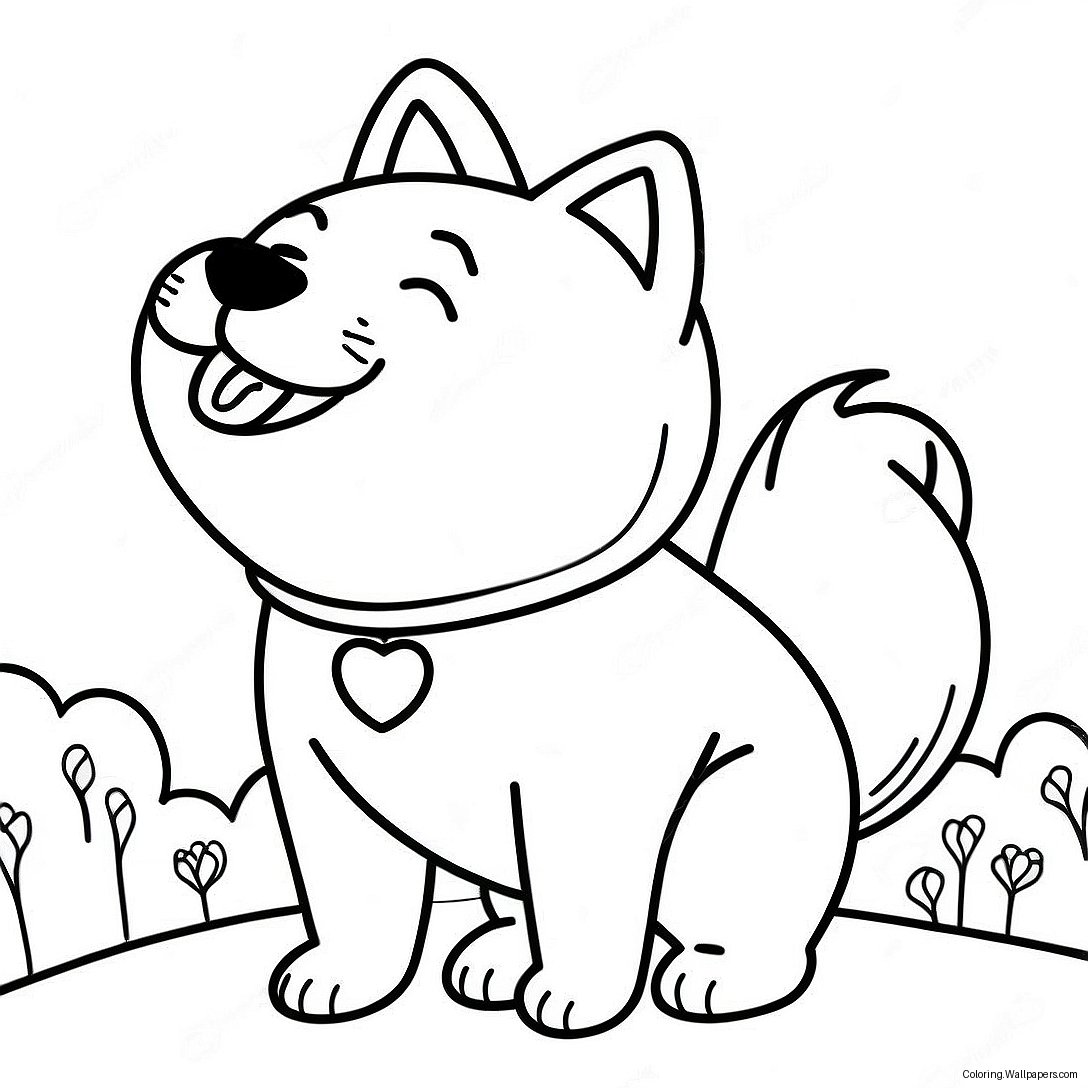 Playful Shiba Inu Coloring Page 49343