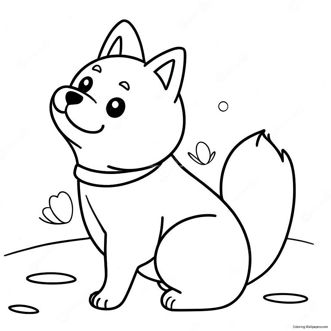 Playful Shiba Inu Coloring Page 49344