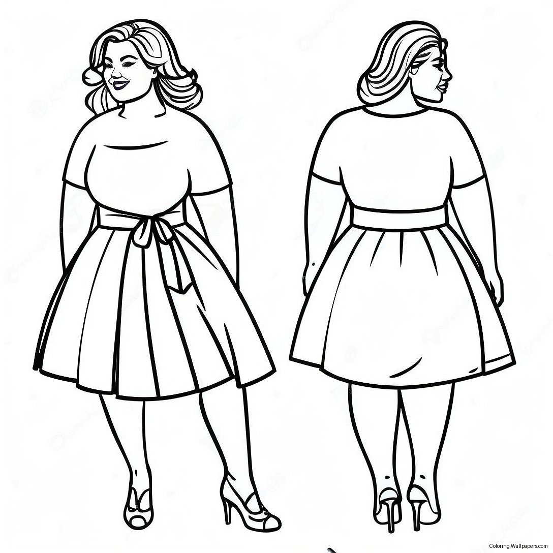 Plus Size Fashion Model Coloring Page 47466