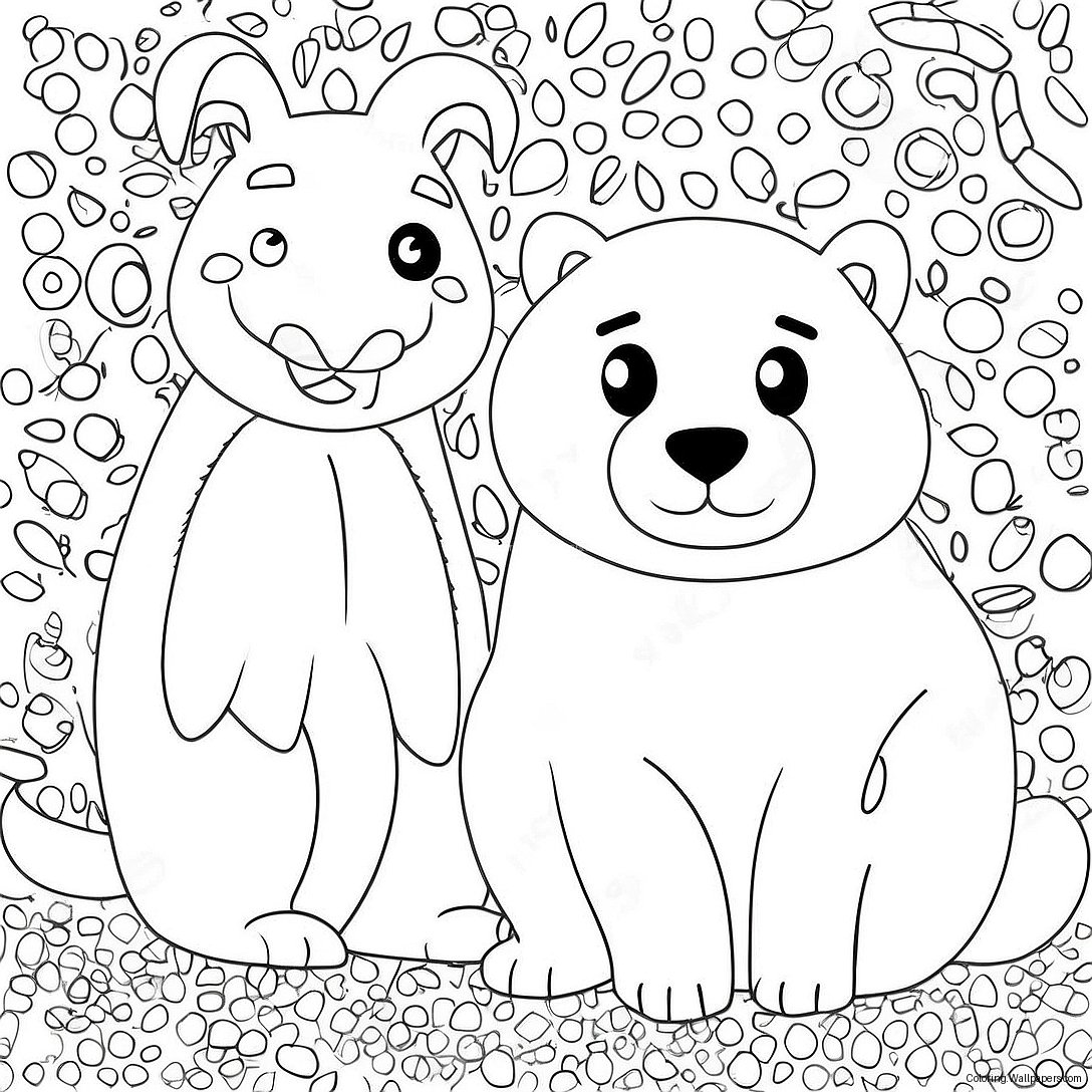 Pointillism Animal Friends Coloring Page 44878