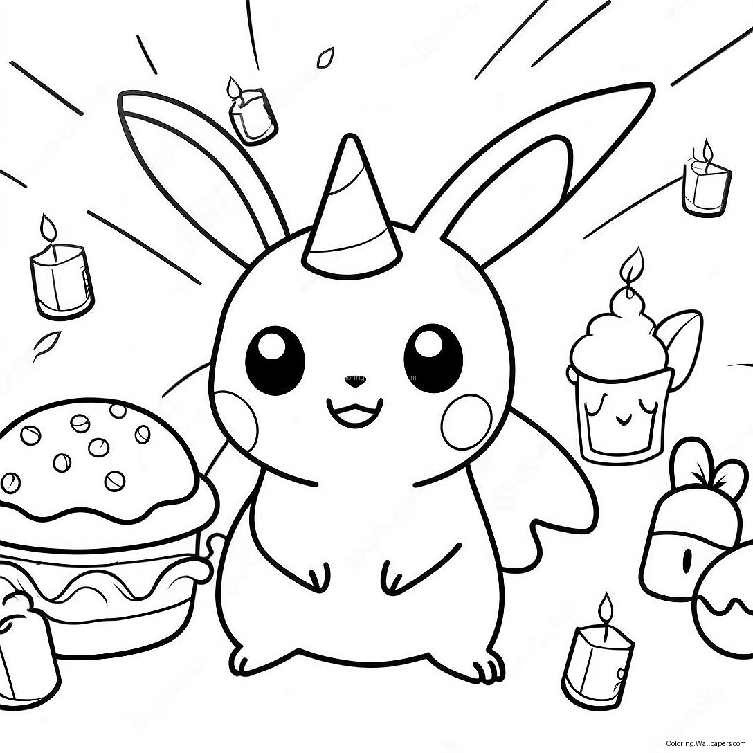 Página Para Colorear Celebración De Cumpleaños De Pokemon 49561