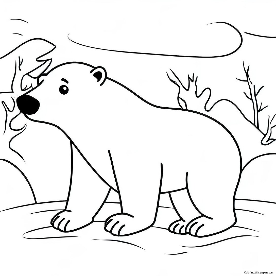 Página Para Colorear De Un Oso Polar Jugando En La Nieve 30599