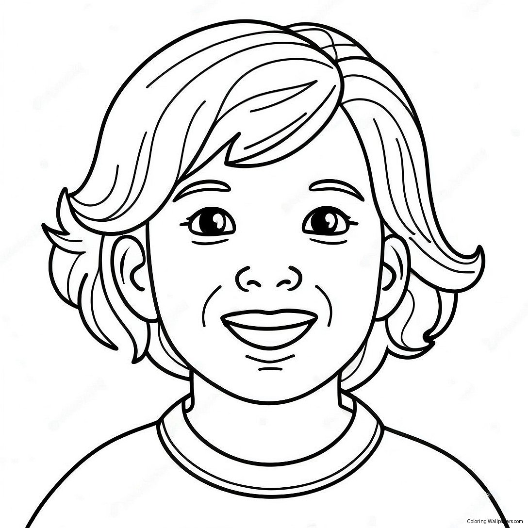 Portrait Coloring Page Of A Happy Child 18288