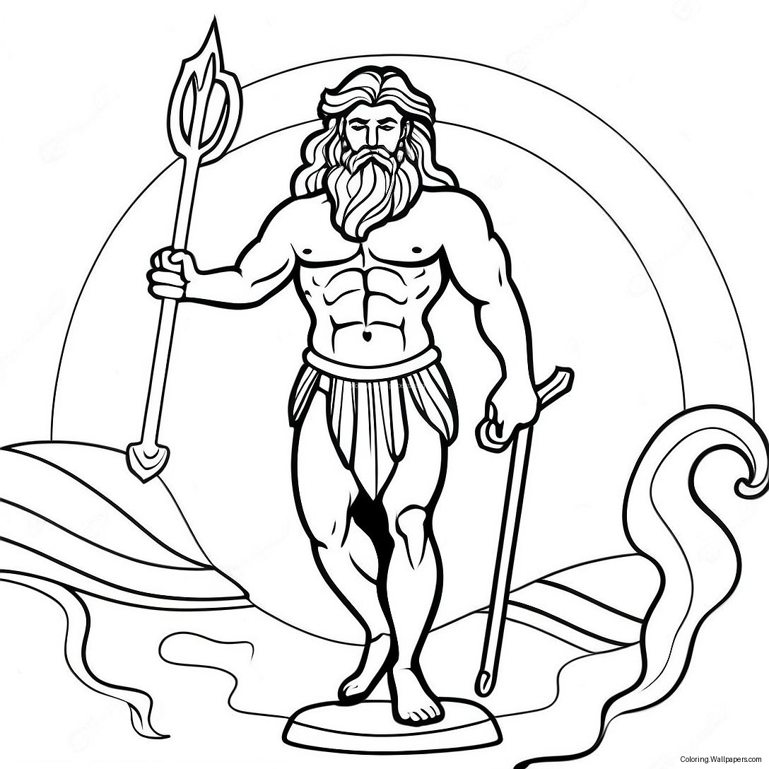 Poseidon Med Trident Målarbild 58930