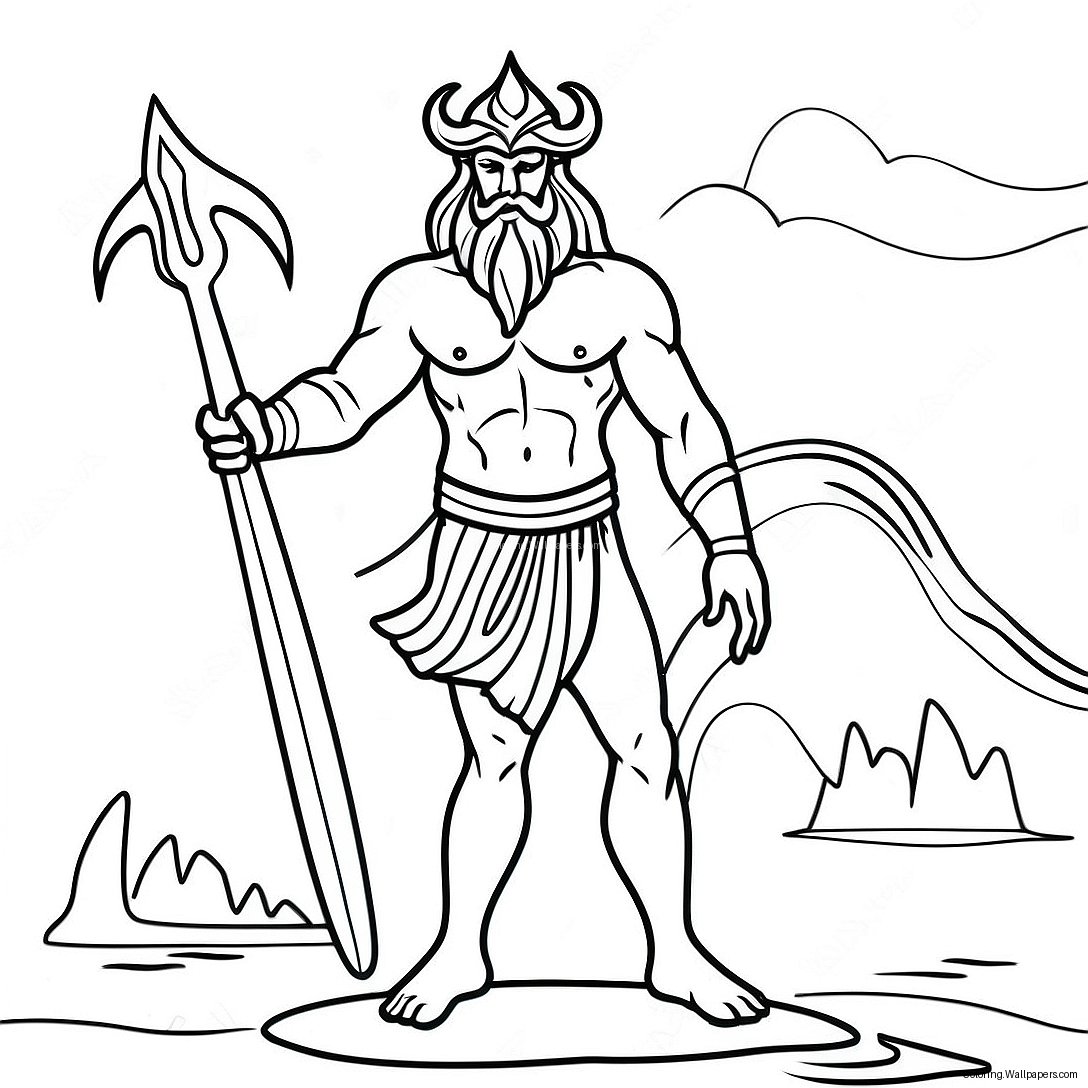 Poseidon With Trident Coloring Page 58931