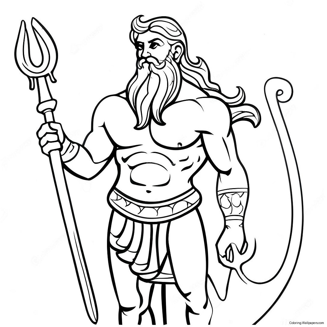 Poseidon With Trident Coloring Page 58932