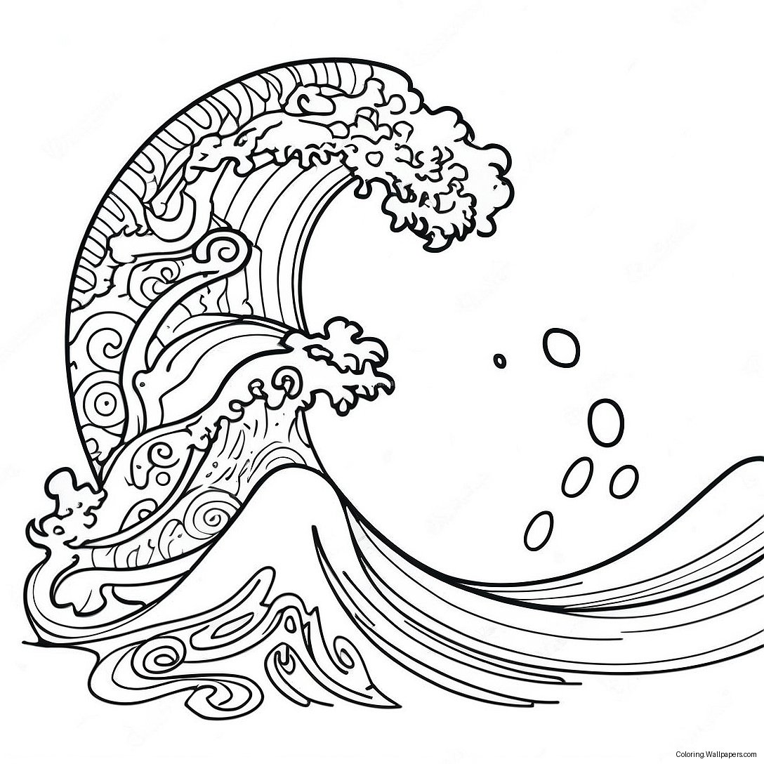 Powerful Tsunami Wave Coloring Page 16553