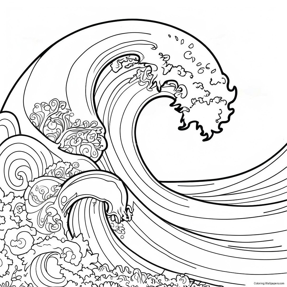 Powerful Tsunami Wave Coloring Page 16555