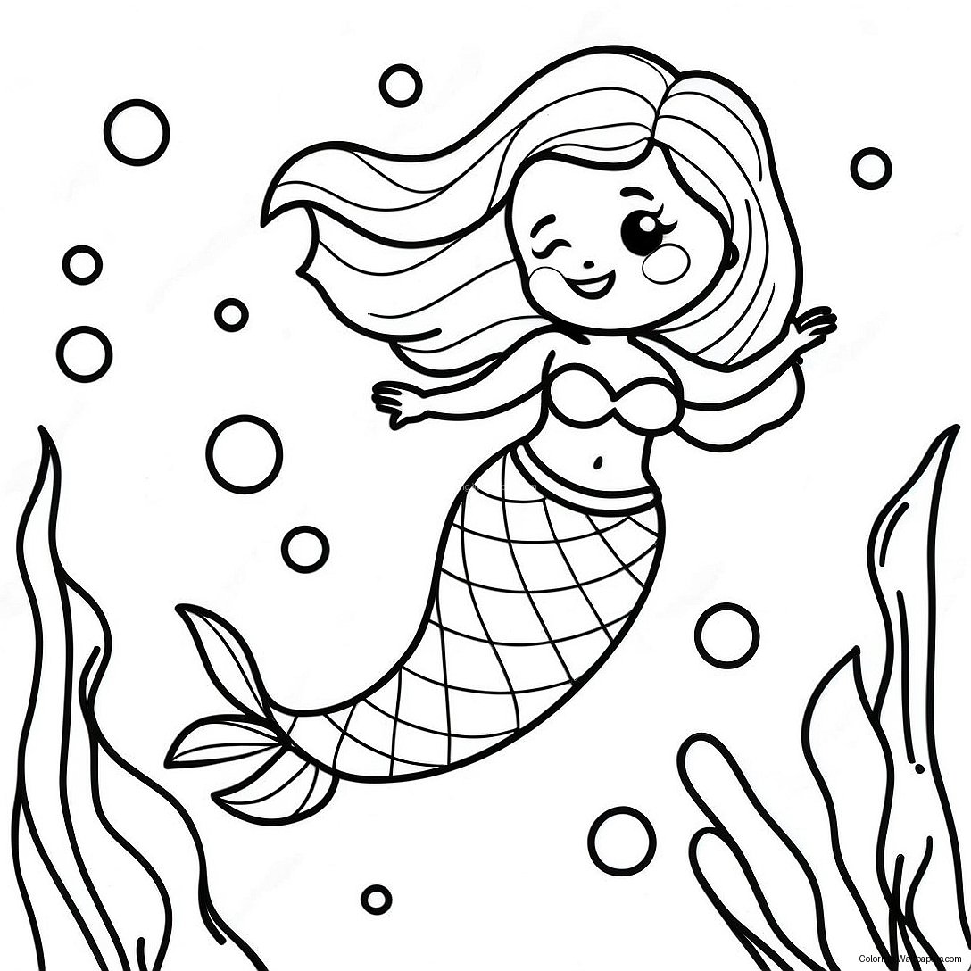 Pregnant Mermaid Underwater Scene Coloring Page 48847