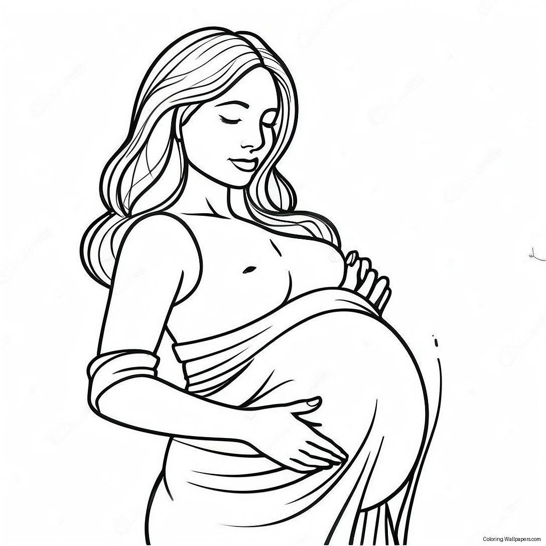 Pregnant Woman Holding Belly Coloring Page 14310