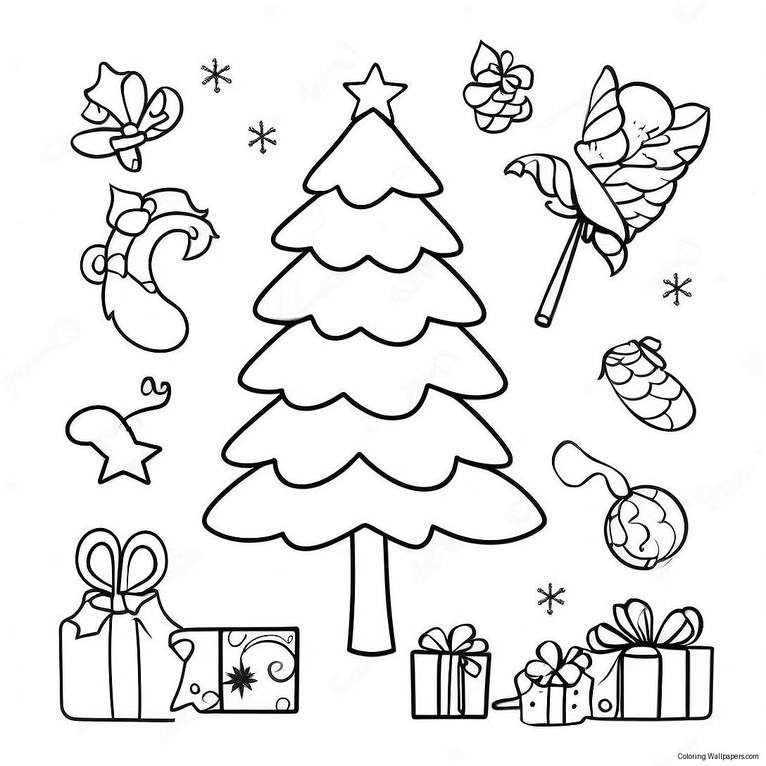 Preppy Christmas Tree Coloring Page 15531