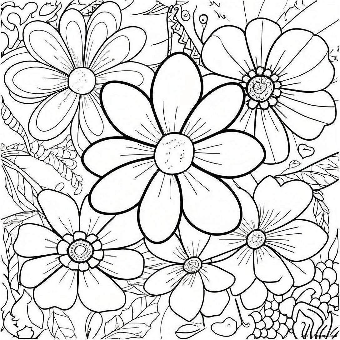 Preppy Flower Coloring Page 38801