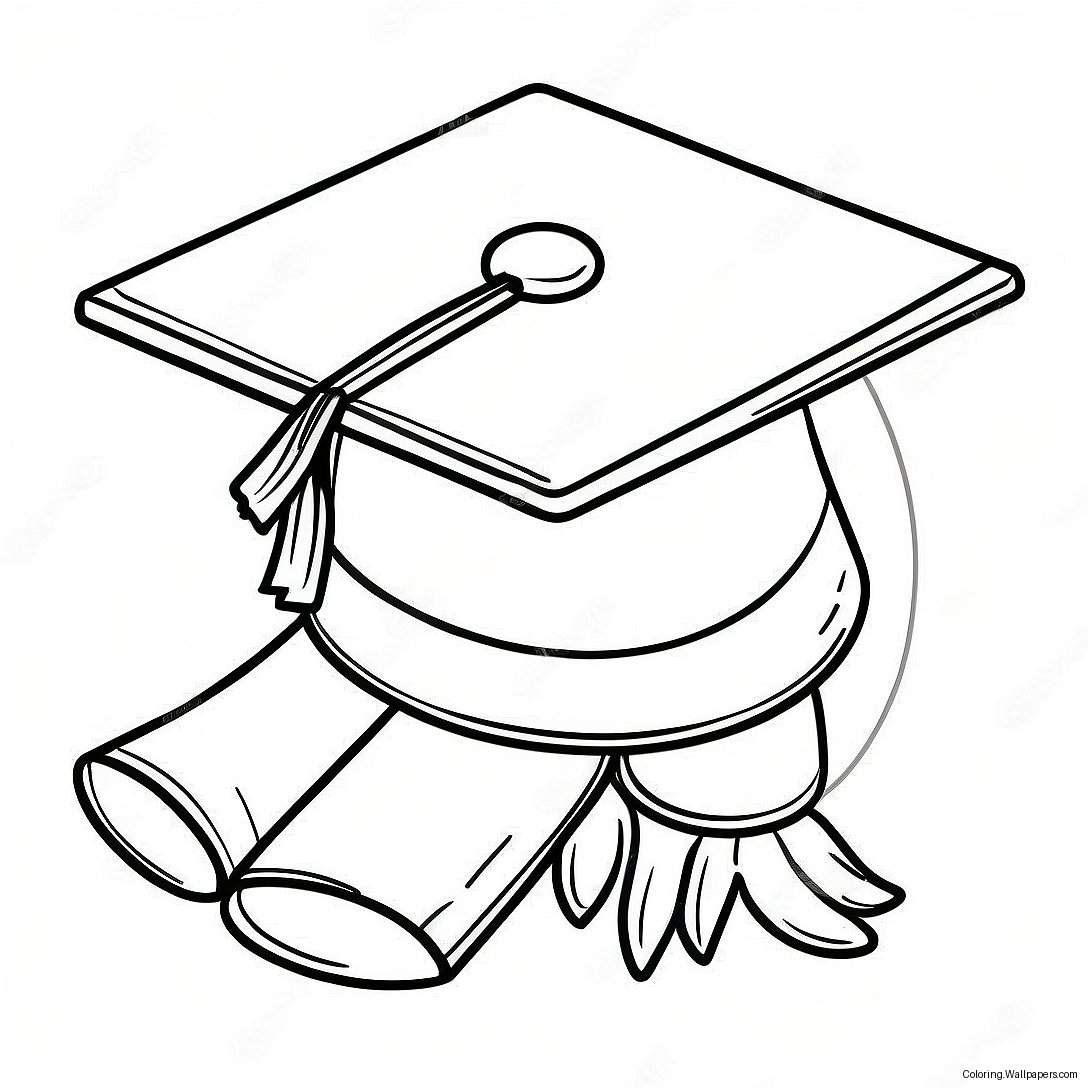 Preschool Graduation Cap Coloring Page 31918