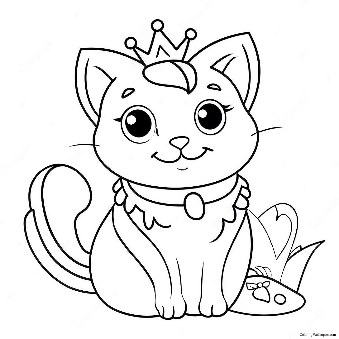 Página Para Colorear De Gato Princesa 32645