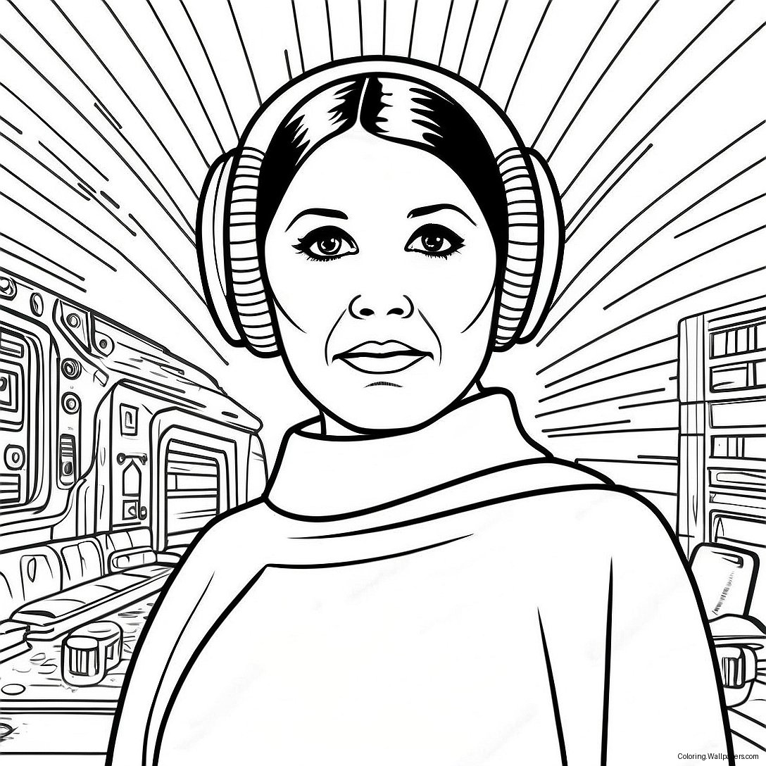 Princess Leia In Iconic Outfit Coloring Page 13946