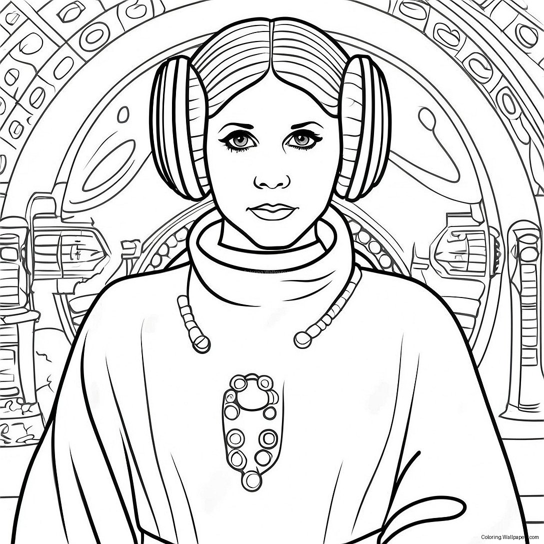 Página Para Colorear De Princesa Leia En Atuendo Icónico 13948