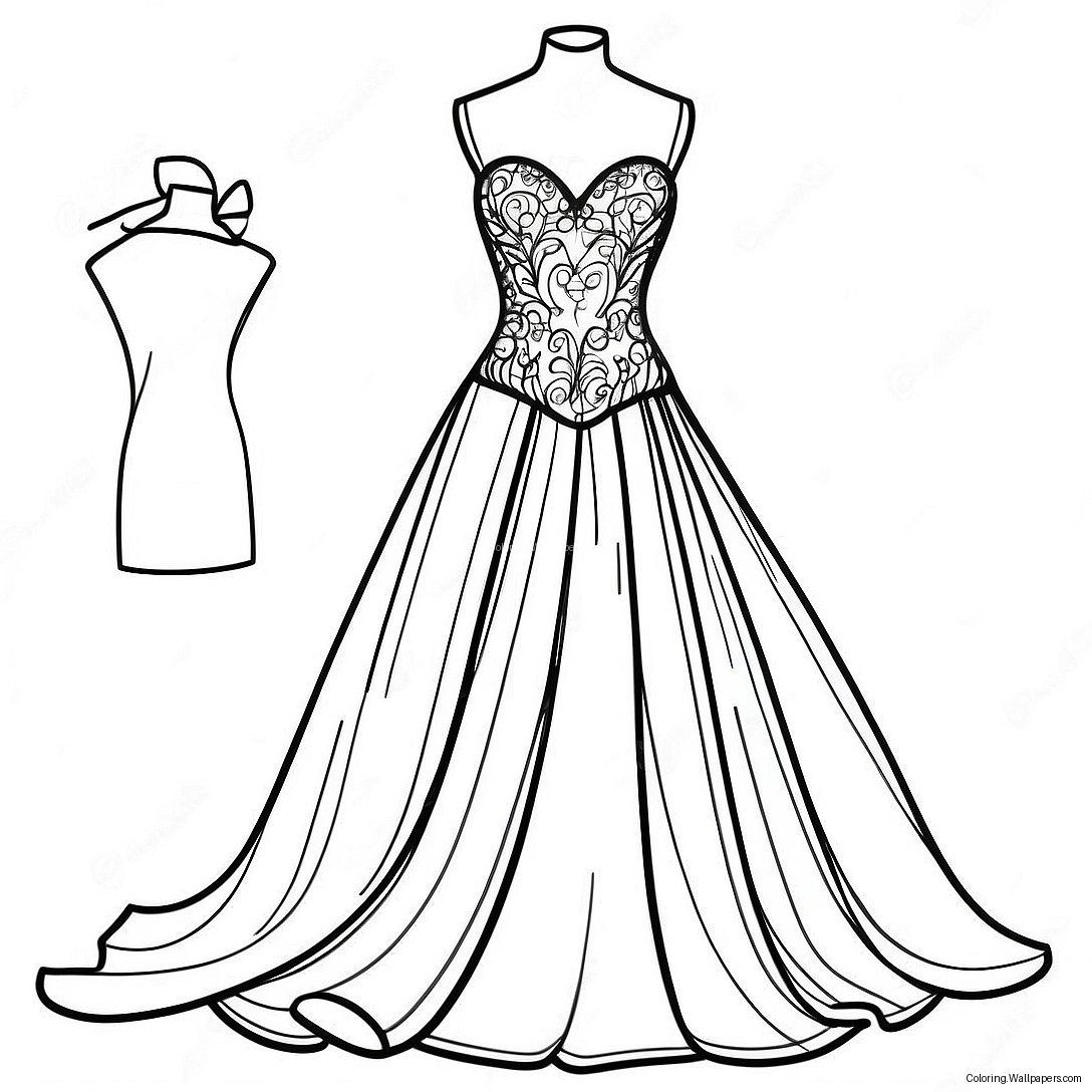 Prom Night Glamorous Dress Coloring Page 49817