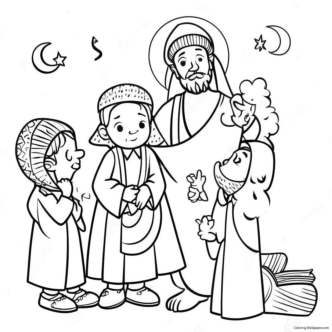 Prophet Muhammad With Children Coloring Page 50313