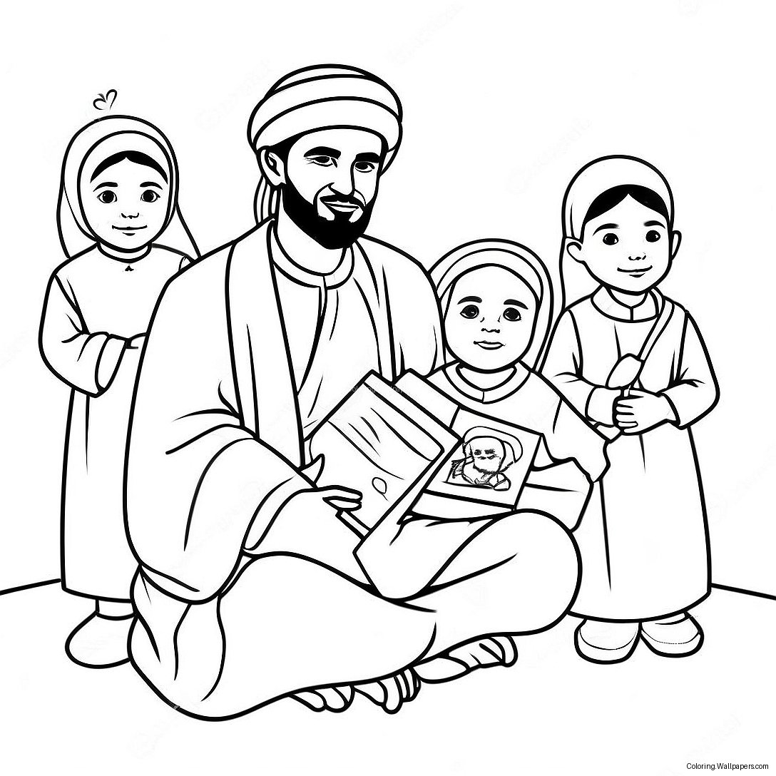 Página Para Colorear Del Profeta Muhammad Con Niños 50316