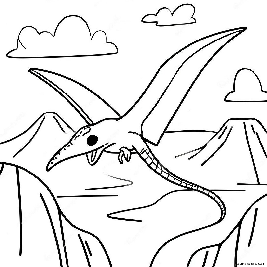 Pterodactyl Flyger Över En Vulkan Målarbild 9913