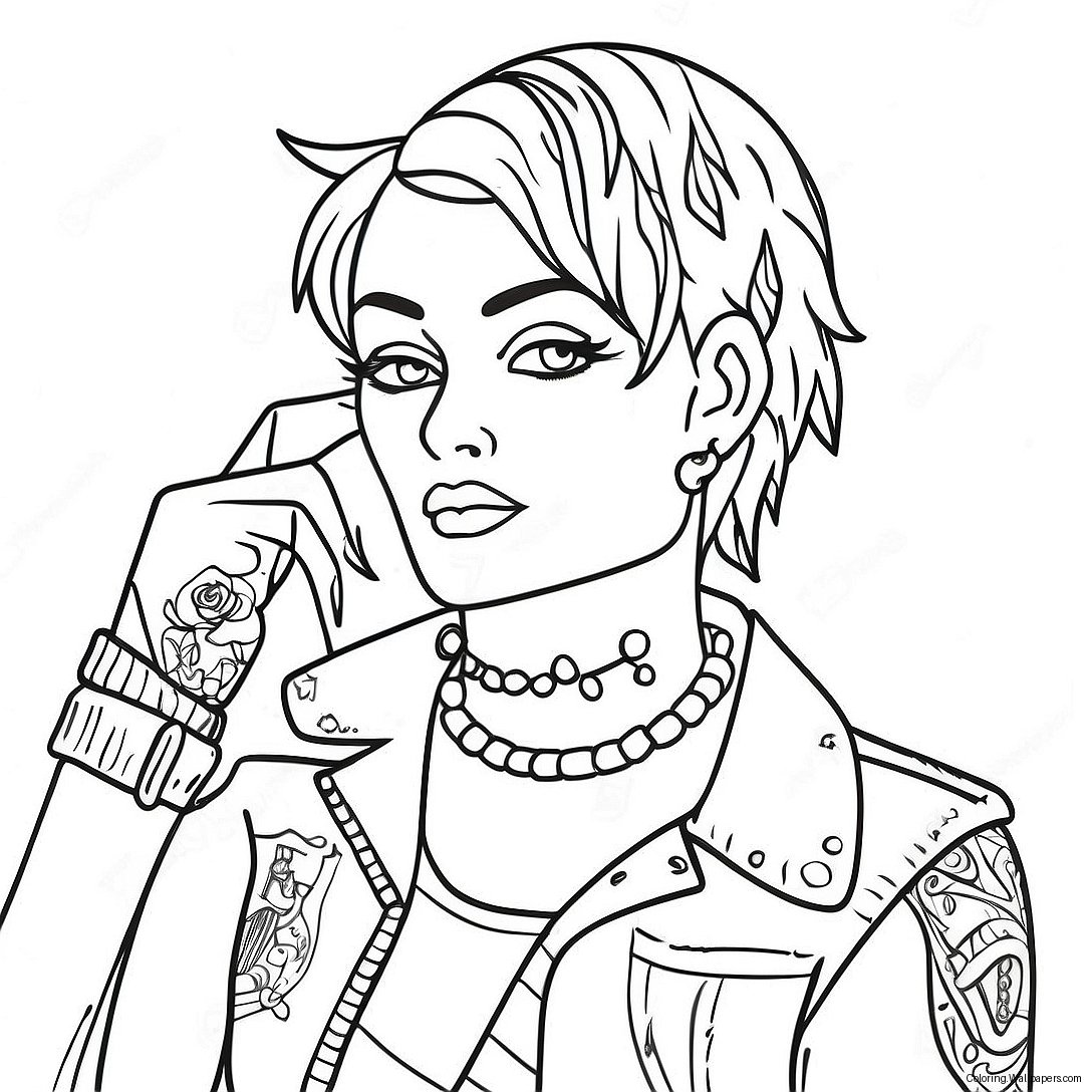 Punk Fashion Style Coloring Page 48325