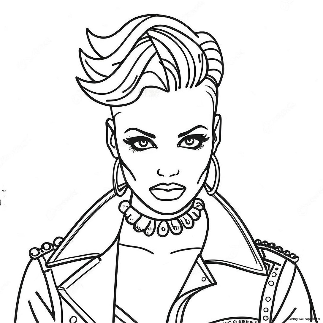 Punk Fashion Style Coloring Page 48326