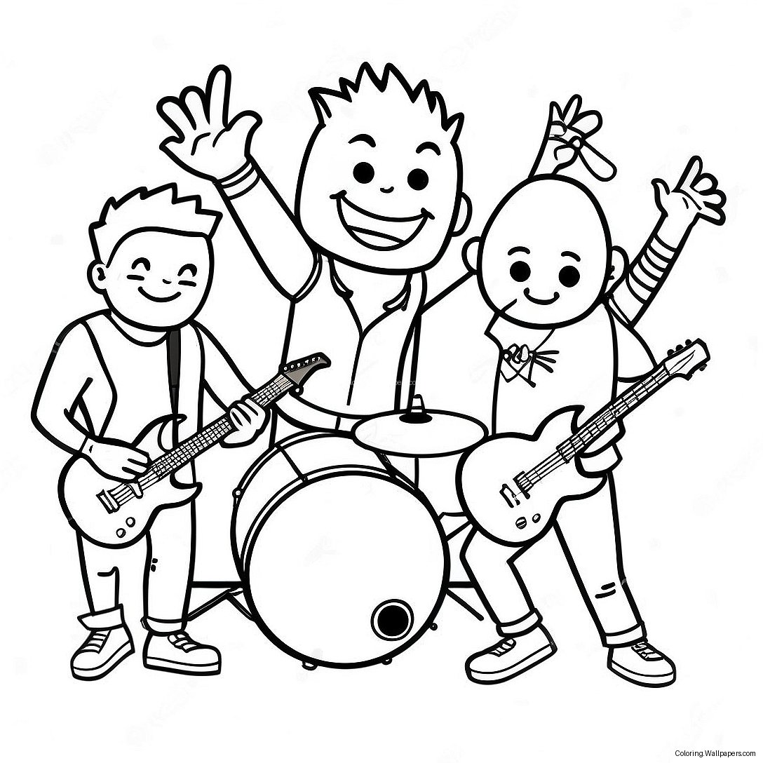 Página Para Colorear De Banda De Punk Rock Tocando En Vivo 24351