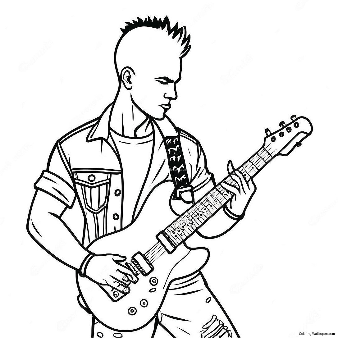 Punk Rock Guitarist Coloring Page 24366