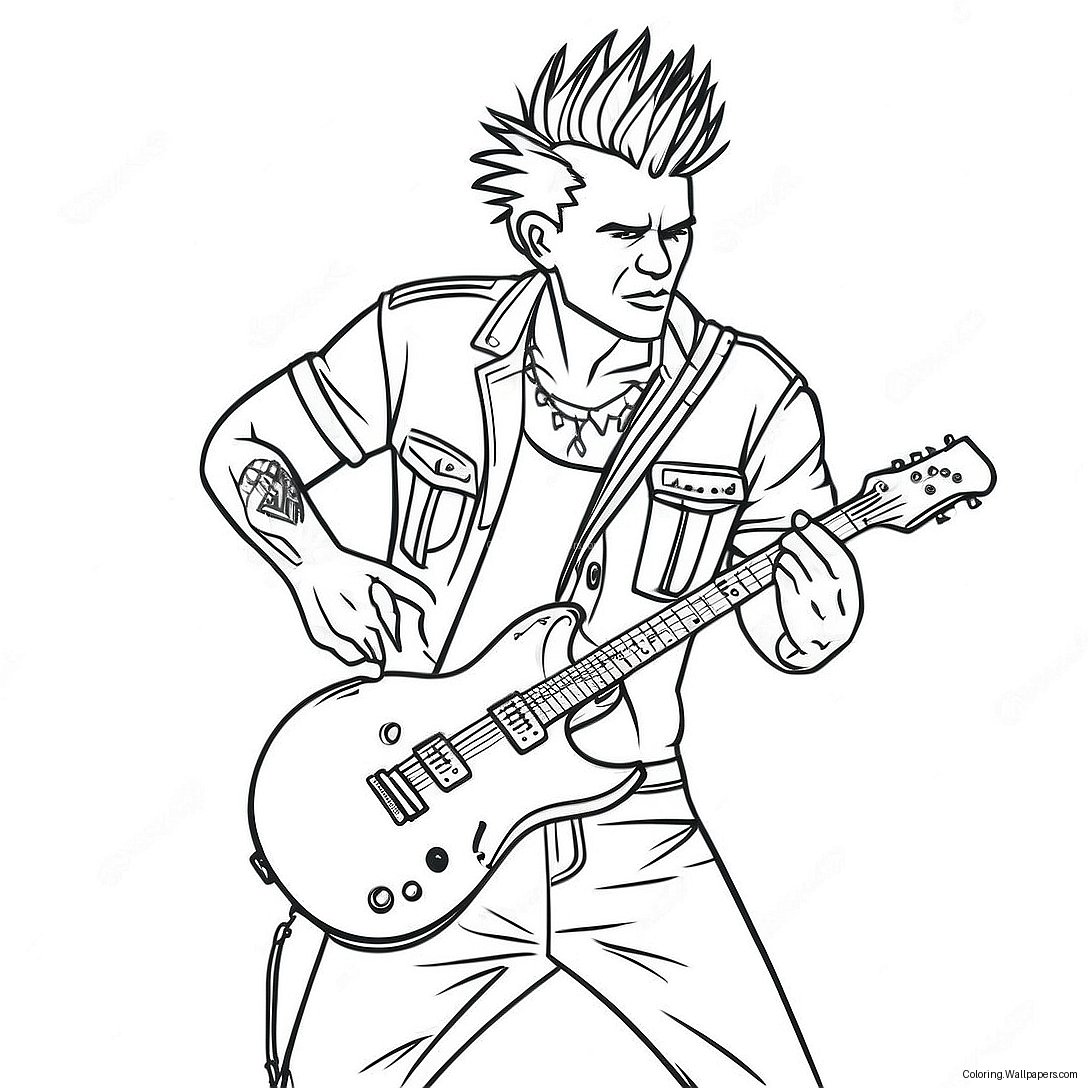 Punk Rock Guitarist Coloring Page 48331