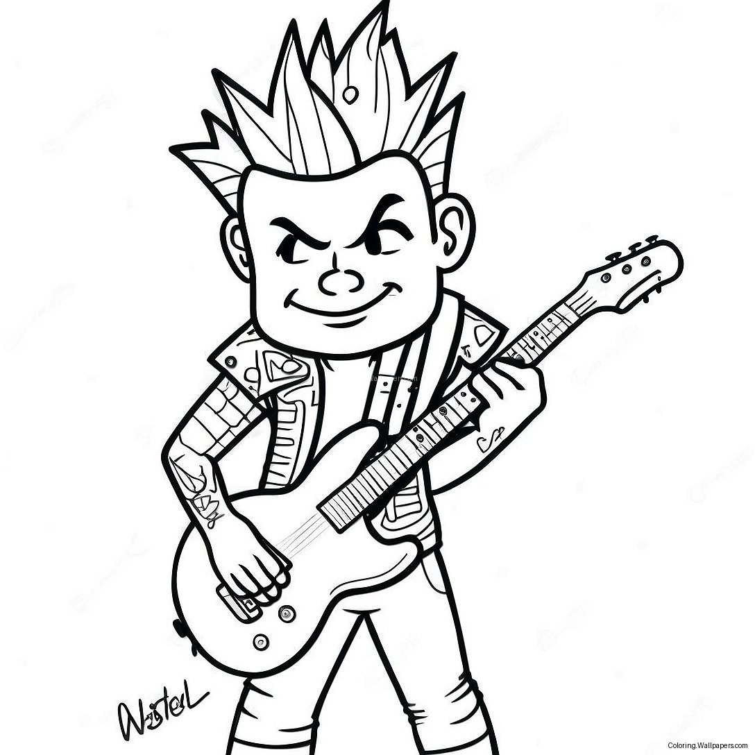 Punk Rock Guitarist Coloring Page 48332