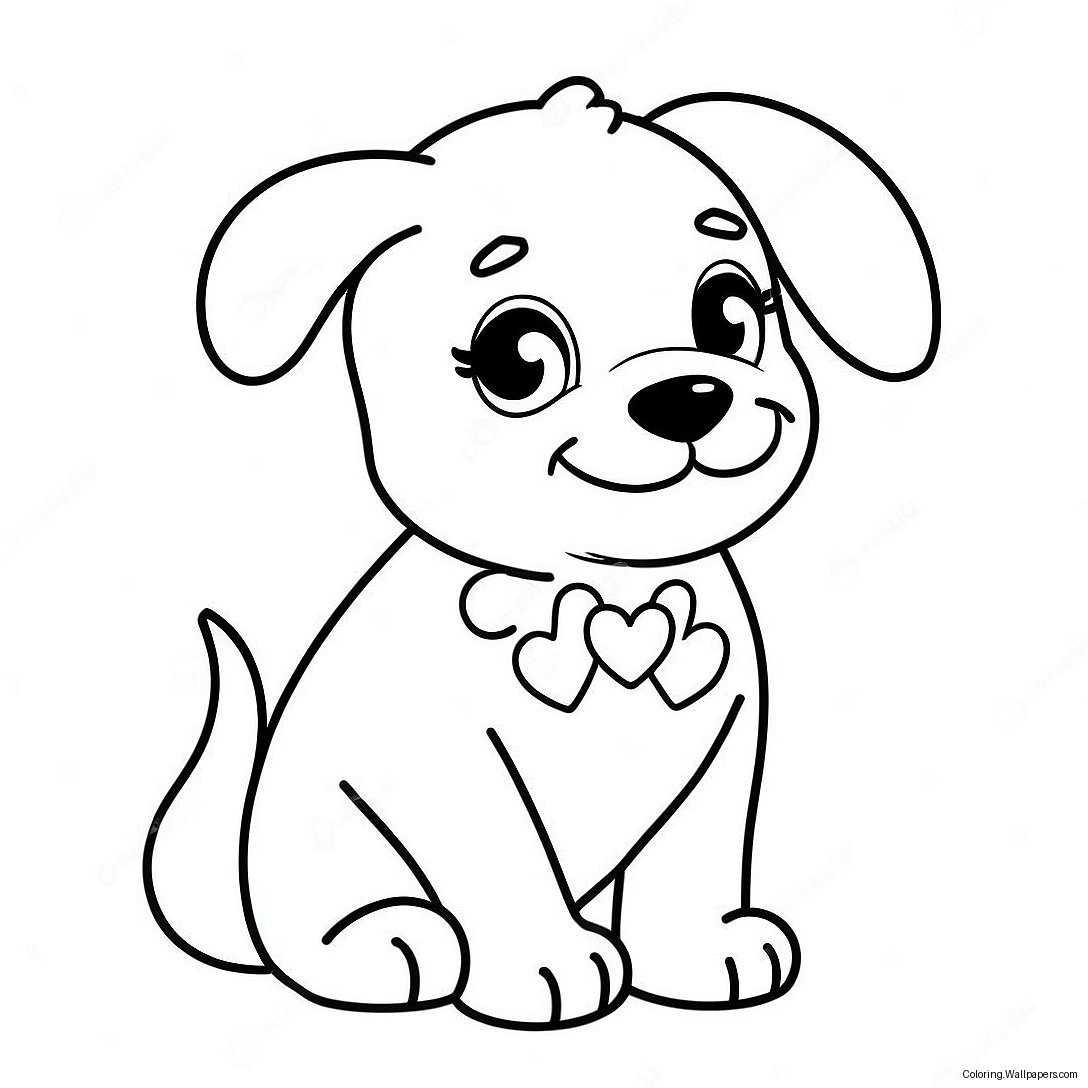 Puppy Valentine's Day Coloring Page 10447