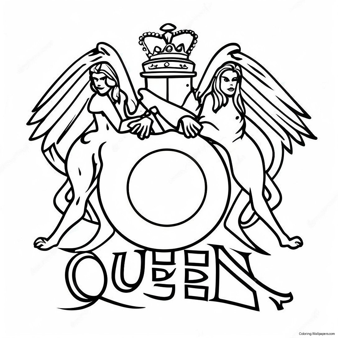 Pagina De Colorat Cu Logo-Ul Trupei Queen 46105